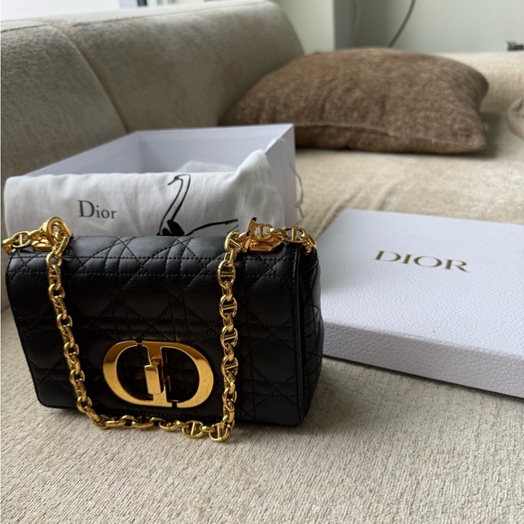 Dior Handbags - Dior Black Quilted Mini Shoulder Bag with Gold CD Chain